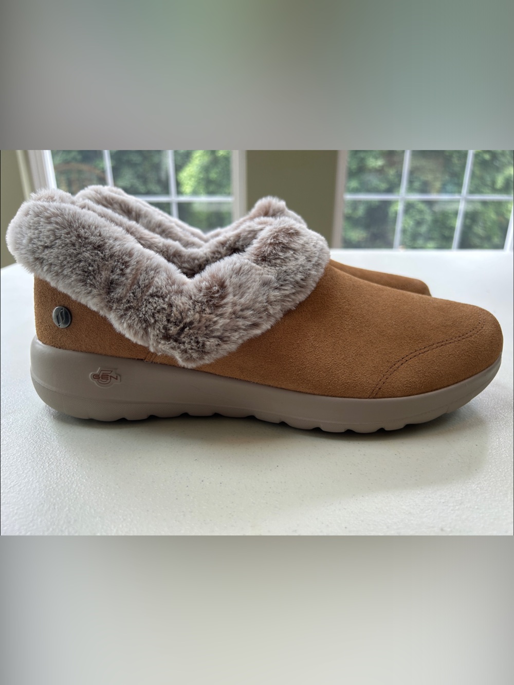 Skechers Chestnut Faux-Suede Faux-Fur Slip-On Clog
